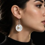 گوشواره آویز صدف مهتابی و مروارید | Lunar Mother-of-Pearl & Pearl Drop Earrings