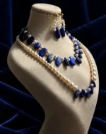 ست لاجورد و مروارید آکایو ژاپن | Lazward Lapis & Pearl Set - تصویر 3