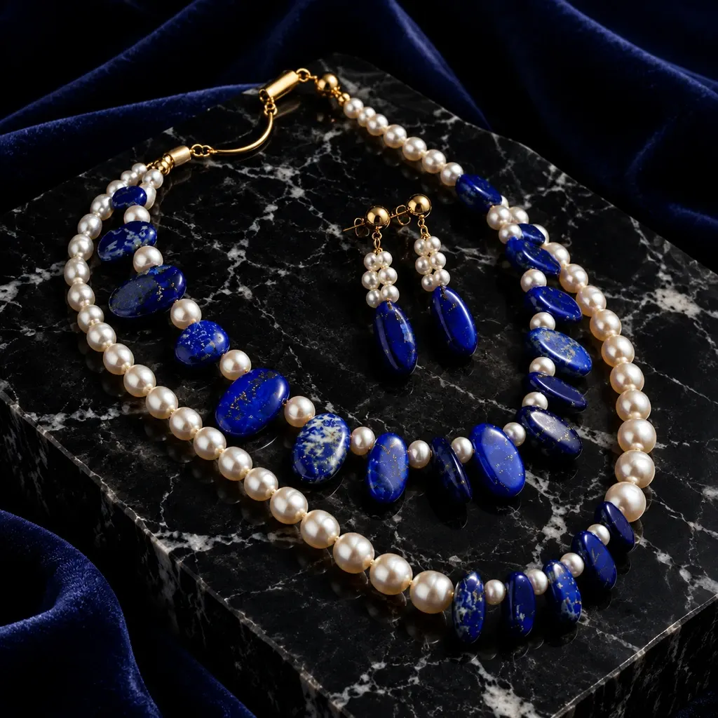 NrOvMe9C4F9X6WbqdgQBjLbWn9Y-cBcwEAQZRFSqr3UVtMOwWA ست لاجورد و مروارید آکایو ژاپن | Lazward Lapis & Pearl Set - تصویر 1