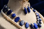 ست لاجورد و مروارید آکایو ژاپن | Lazward Lapis & Pearl Set - تصویر 2